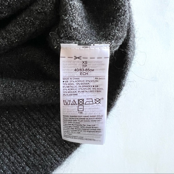 Banana Republic Fluffy Metallic Crewneck Sweater Dark Charcoal Sz XS - Picture 6 of 9